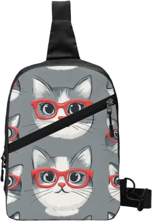 Cat Print Crossbody Bags For Women, Sling Bag For Men, Hiking Backpack Lightweight For Casual Outdoor Travel