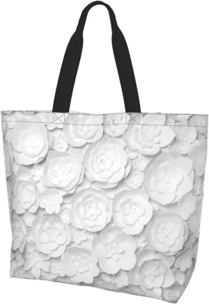 Cattle Dog Florals Print Shoulder Bag For Women Shopping Bags Tote Bag Large Storage Handbag Grocery Bags