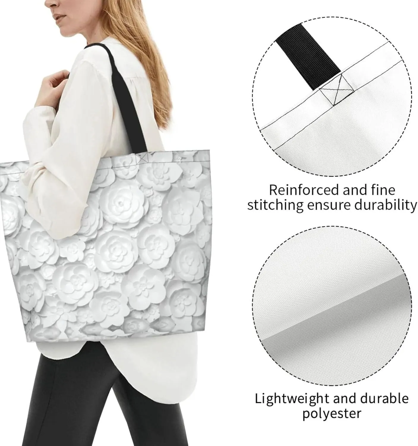 Cattle Dog Florals Print Shoulder Bag For Women Shopping Bags Tote Bag Large Storage Handbag Grocery Bags