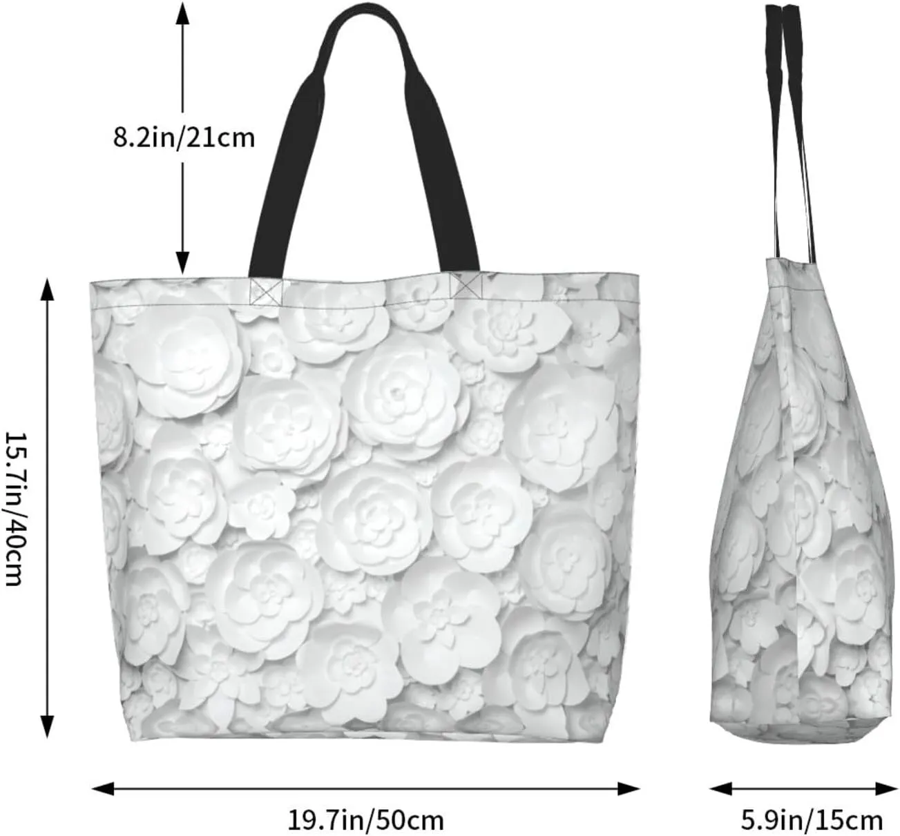 Cattle Dog Florals Print Shoulder Bag For Women Shopping Bags Tote Bag Large Storage Handbag Grocery Bags