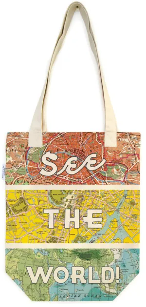 Cavallini & Co. See The World Cotton Tote Bag