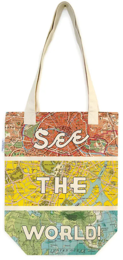 Cavallini & Co. See The World Cotton Tote Bag
