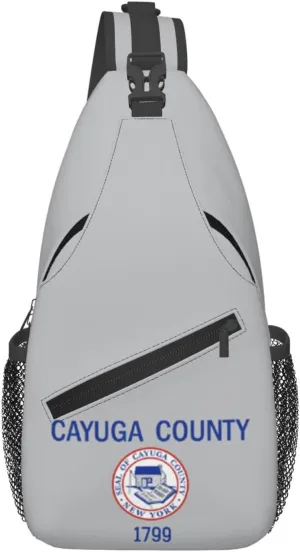 Cayuga County Flag Crossbody Bags For Women Men Chest Backpack Gym Shoulder Bag Travel Outdoor Sports Casual Crossbody Bags