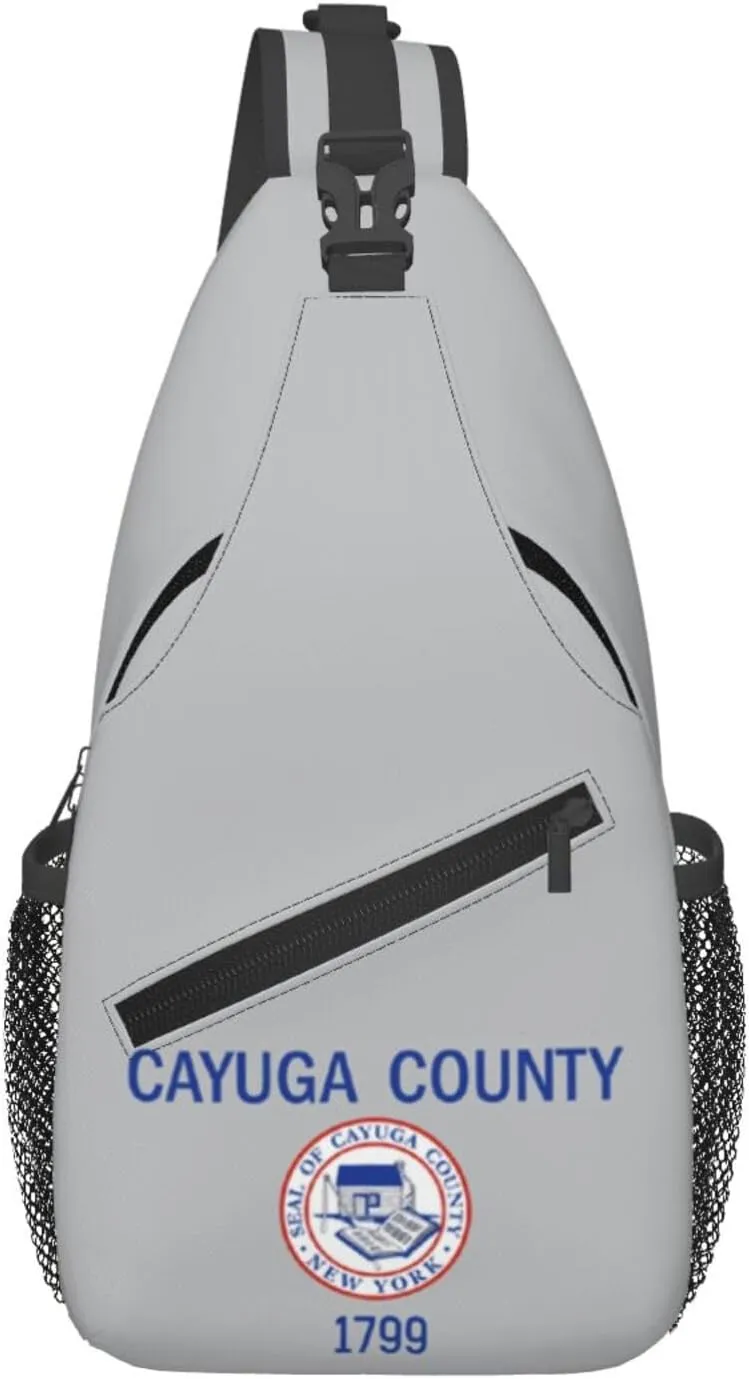Cayuga County Flag Crossbody Bags For Women Men Chest Backpack Gym Shoulder Bag Travel Outdoor Sports Casual Crossbody Bags