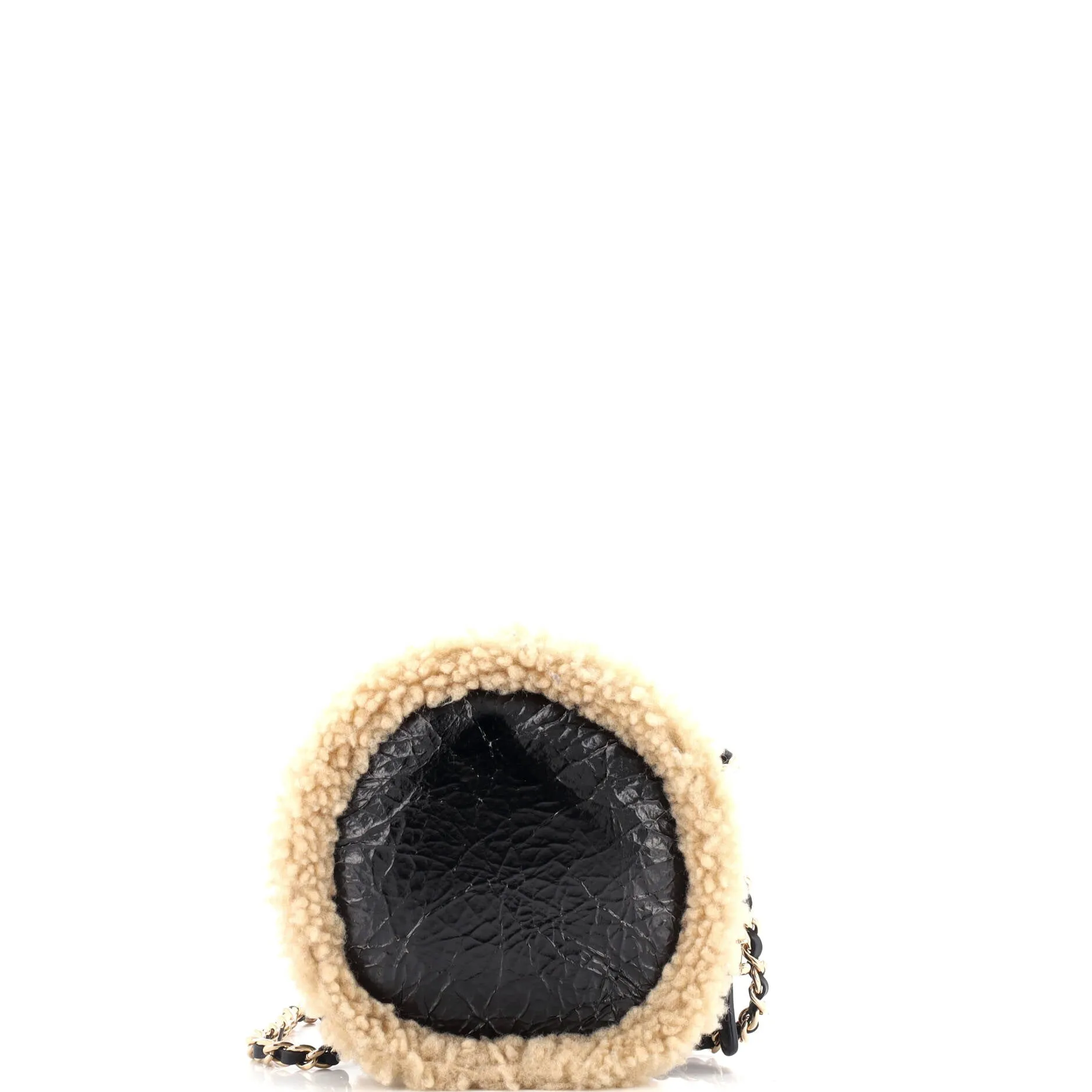CC Mania Round Crossbody Shearling and Crumpled Sheepskin Mini