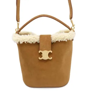 CELINE Louise 2WAYBag Brown116613GFT Suede Shearling Size Medium