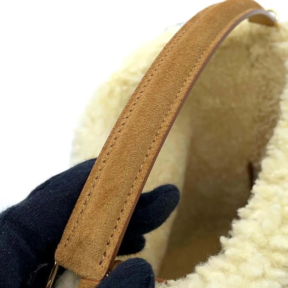 CELINE Louise 2WAYBag Brown116613GFT Suede Shearling Size Medium