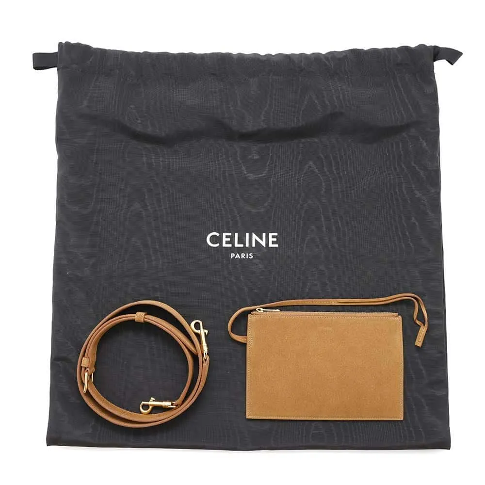 CELINE Louise 2WAYBag Brown116613GFT Suede Shearling Size Medium