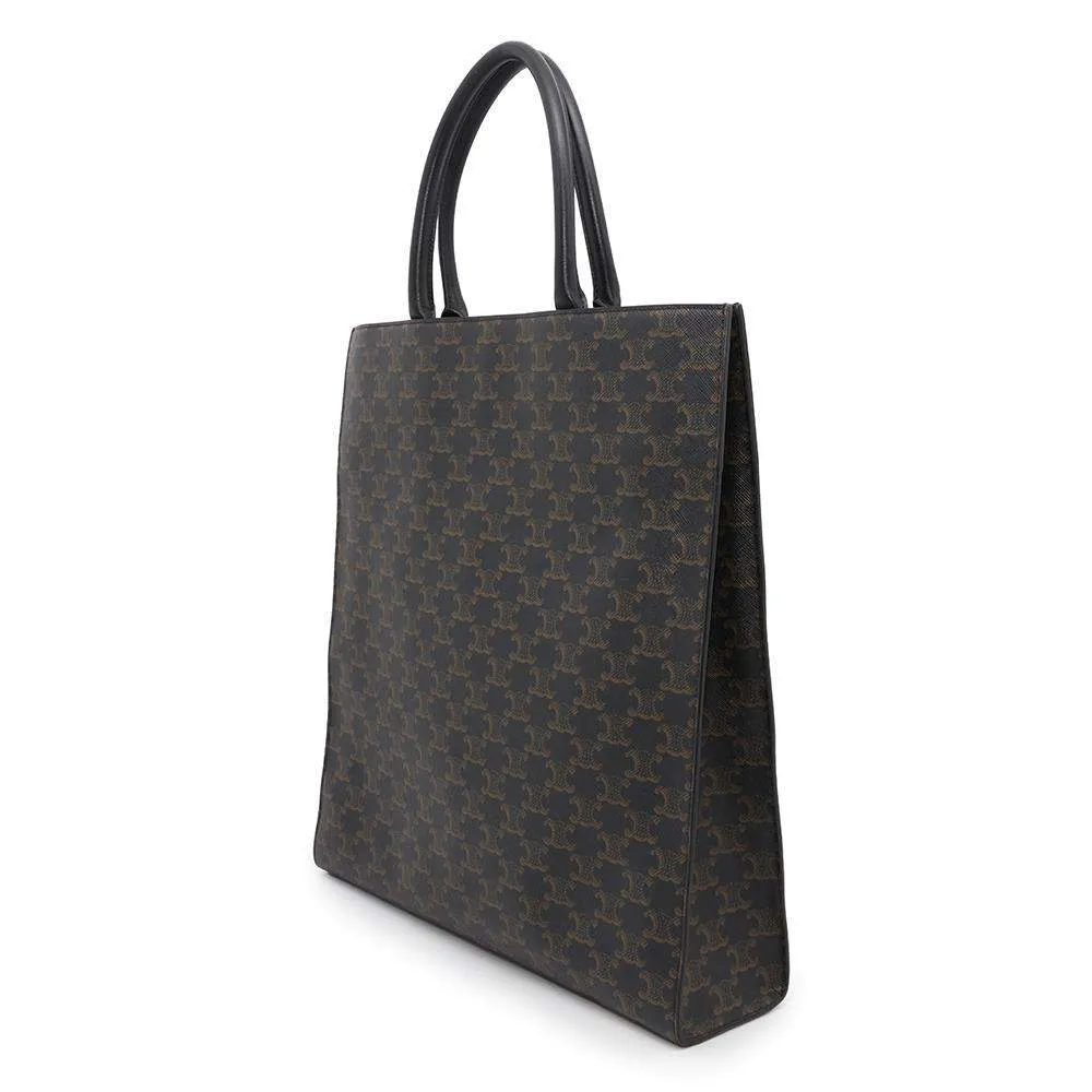 CELINE Triomphe Vertical Cabas Black/Brown191492CIM PVC Leather Size Large