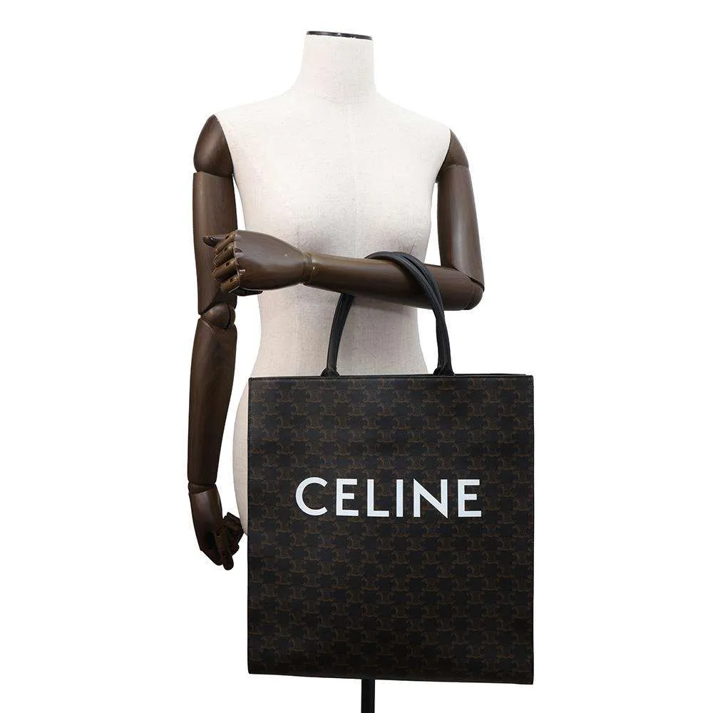 CELINE Triomphe Vertical Cabas Black/Brown191492CIM PVC Leather Size Large