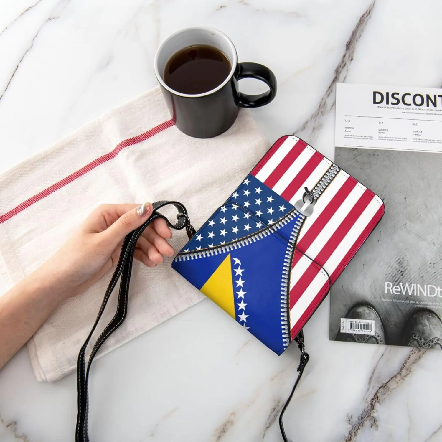Central African Republic America Flag Printed Zipper Small Crossbody Purse Cell Phone Bag for Women