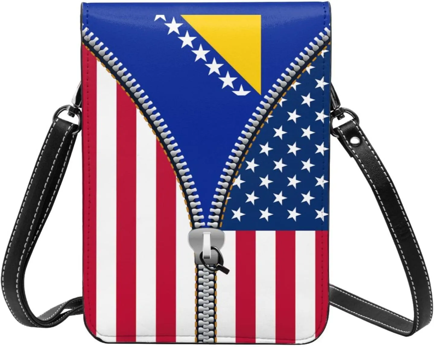 Central African Republic America Flag Printed Zipper Small Crossbody Purse Cell Phone Bag for Women