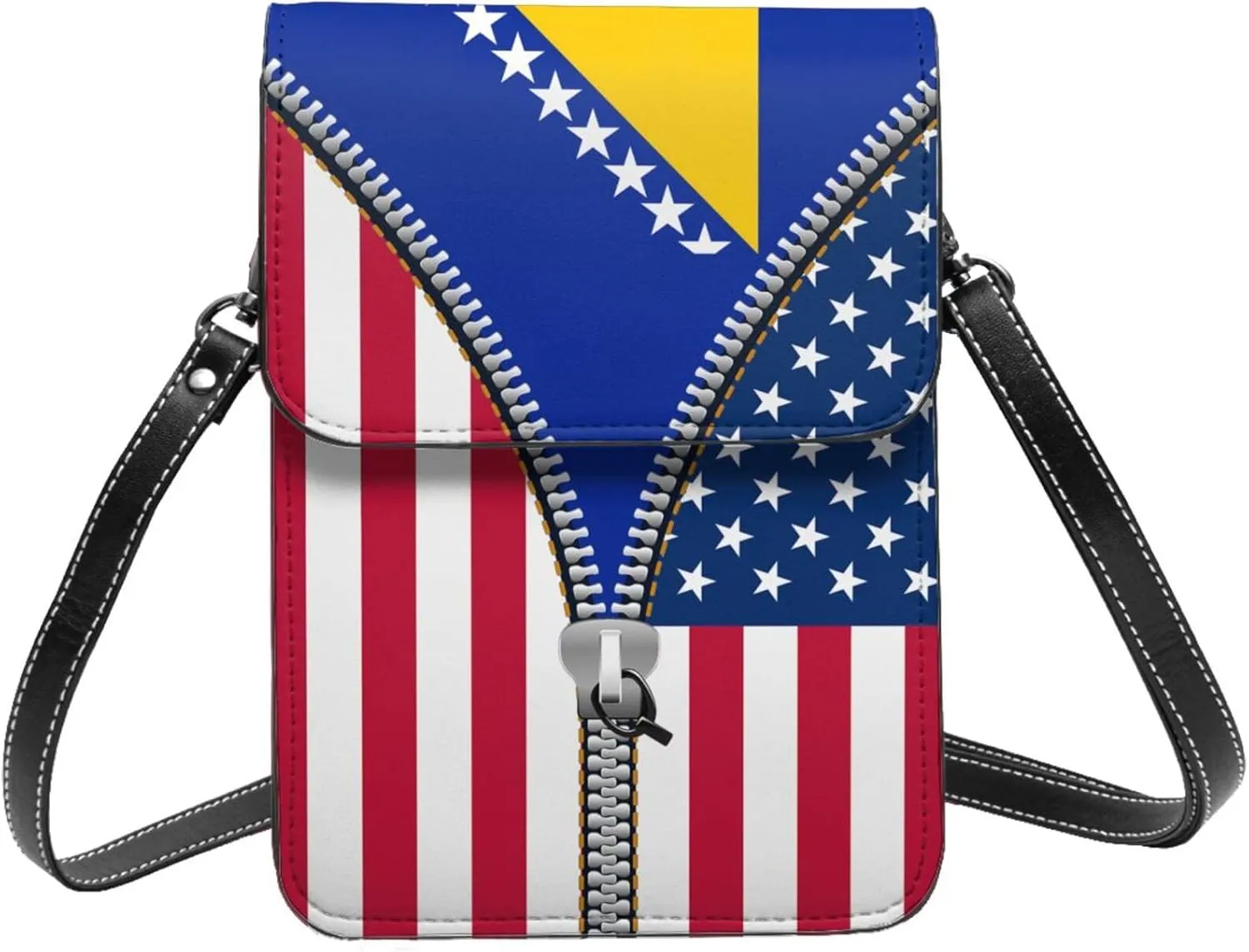 Central African Republic America Flag Printed Zipper Small Crossbody Purse Cell Phone Bag for Women