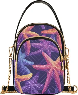 Chain Crossbody Bags for Women Mysterious Starfish Pattern Quilted Shoulder Handbags Travel Cross Body Cell Phone Purses Bags