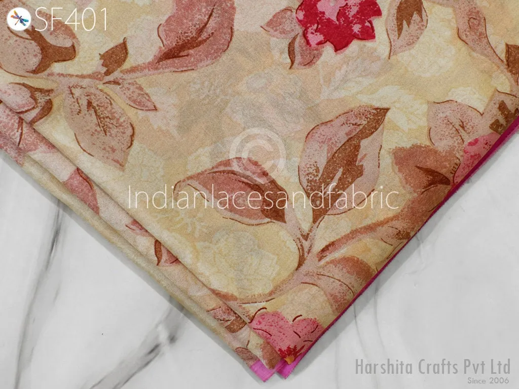 Champagne Soft Pure Printed Silk by the yard Saree Fabric Wedding Dress Bridesmaids Costumes Party Dresses Pillows Cushion Cover Drapery