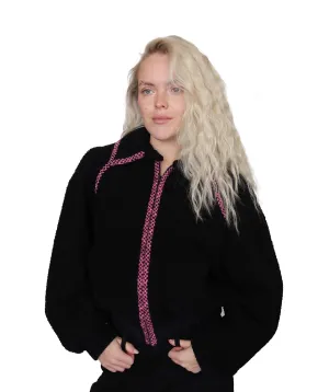 Chanel Tweed Trimmed CC Coco Mark Logo Shearling Bomber Jacket DXBS2544