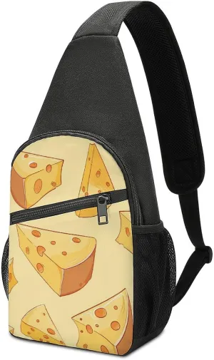 Cheese Slices Casual Crossbody Bag Travel Shoulder Bag Hiking Chest Bag Sling Backpack with Pocket for Men Women