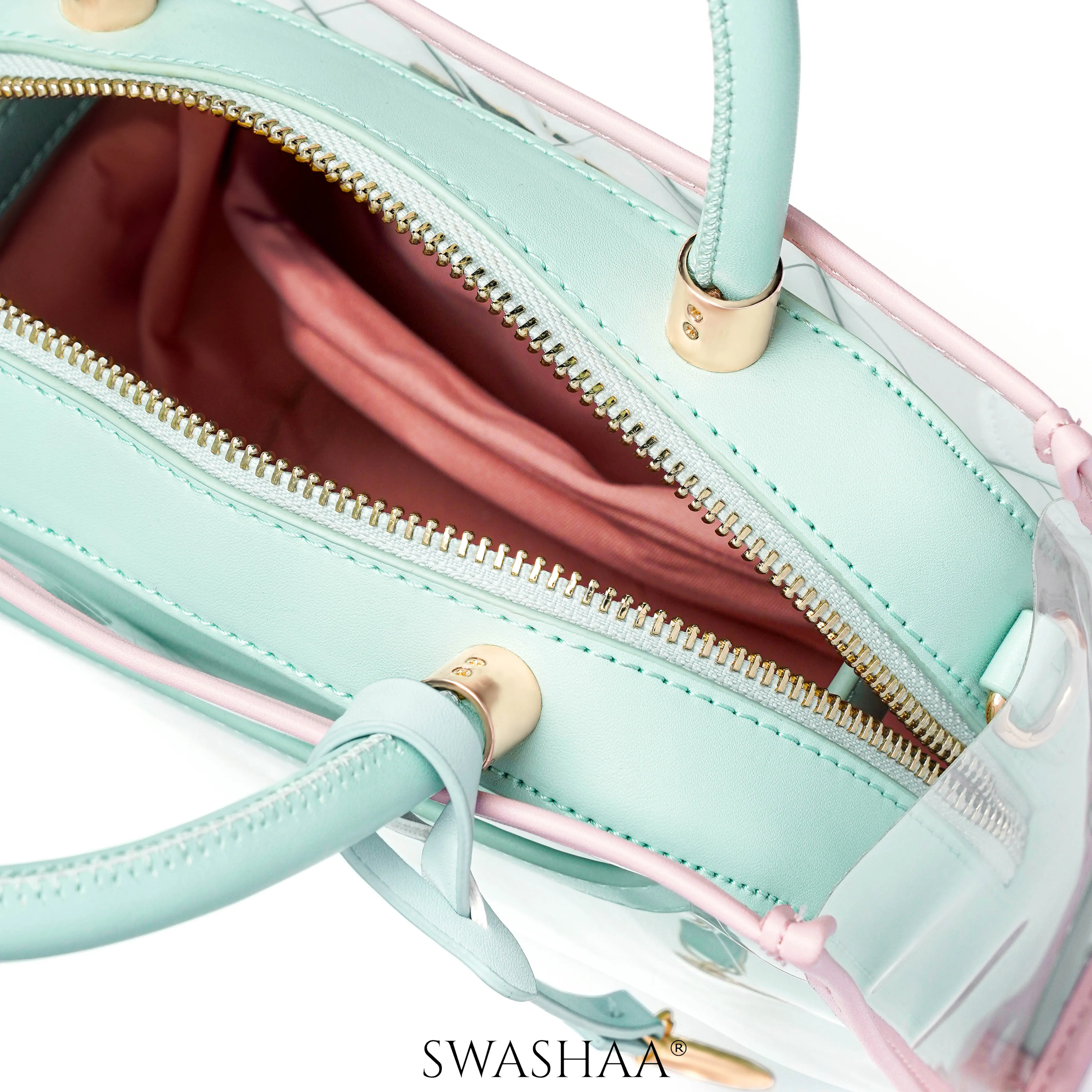 Cherie Transparent Inlay Leather Handbag