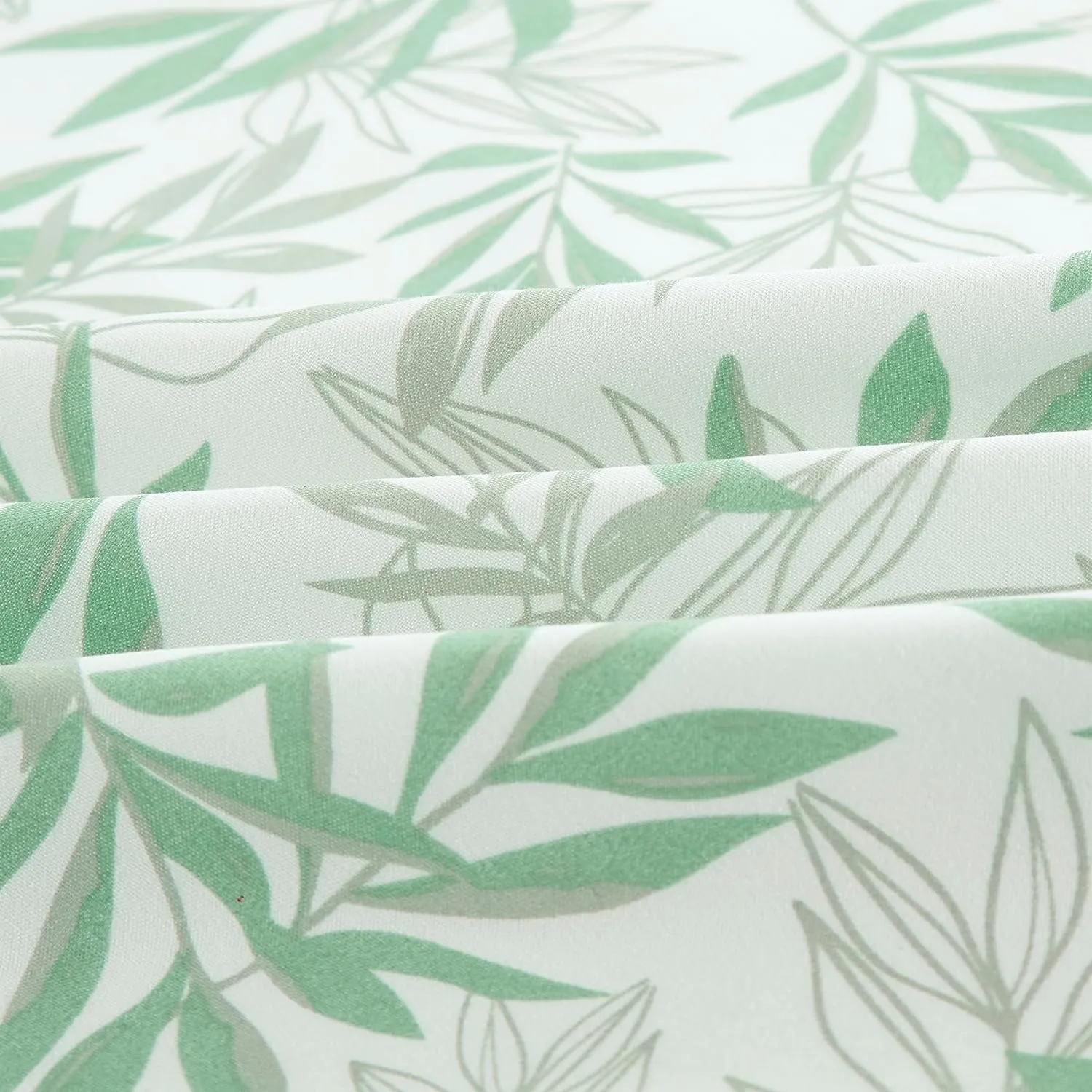 Chezmoi Collection 4-Piece Floral Leaves Window Curtain Set with Sheer Backing - Green White Leaves Printed Microfiber, 120 inch x 84 inch