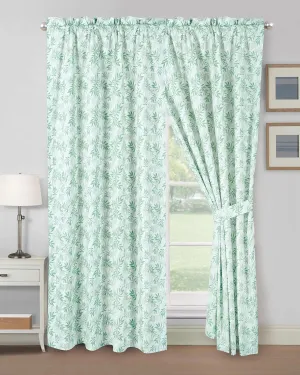 Chezmoi Collection 4-Piece Floral Leaves Window Curtain Set with Sheer Backing - Green White Leaves Printed Microfiber, 120 inch x 84 inch