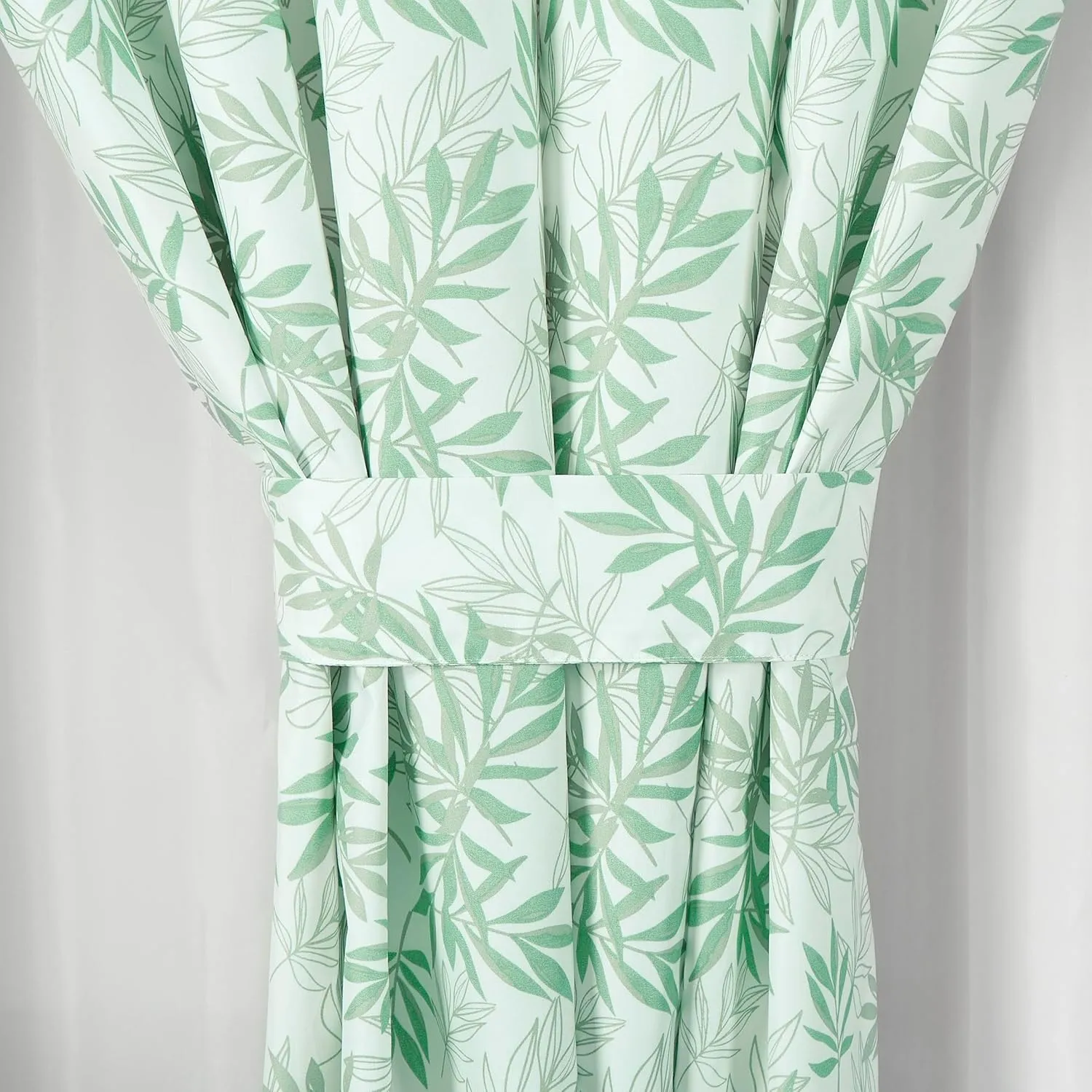 Chezmoi Collection 4-Piece Floral Leaves Window Curtain Set with Sheer Backing - Green White Leaves Printed Microfiber, 120 inch x 84 inch