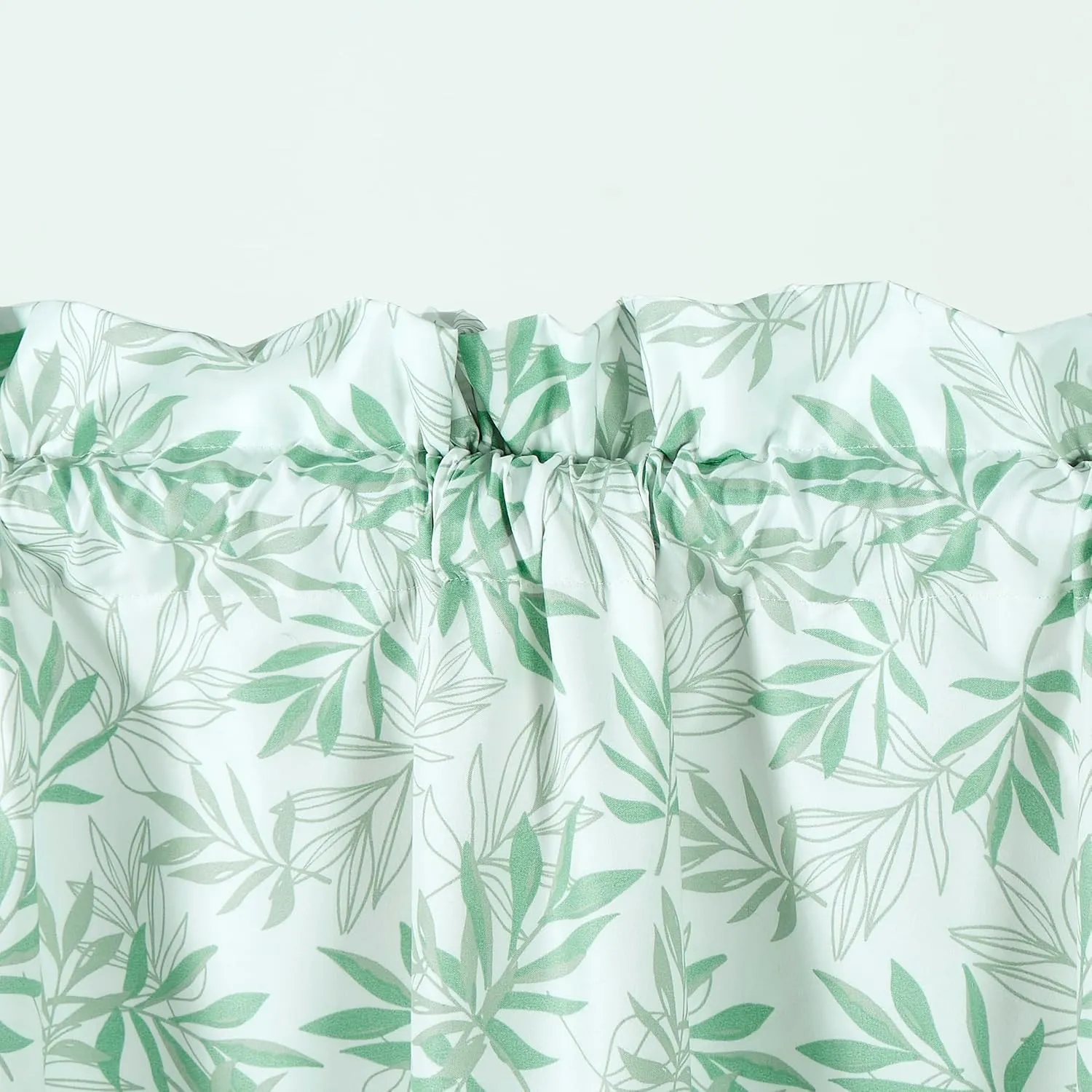Chezmoi Collection 4-Piece Floral Leaves Window Curtain Set with Sheer Backing - Green White Leaves Printed Microfiber, 120 inch x 84 inch