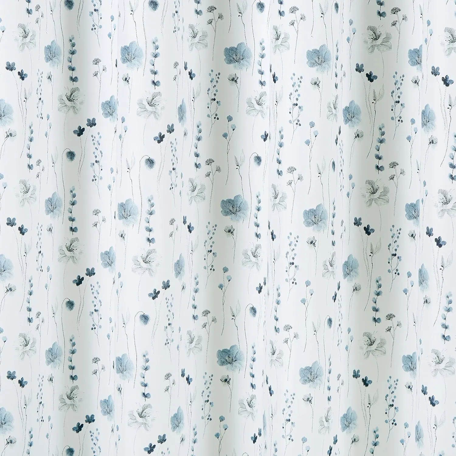 Chezmoi Collection 4-Piece Floral Window Curtain Set with Sheer Backing - Blue White Poppy Floral Printed Microfiber, 120 inch x 84 inch
