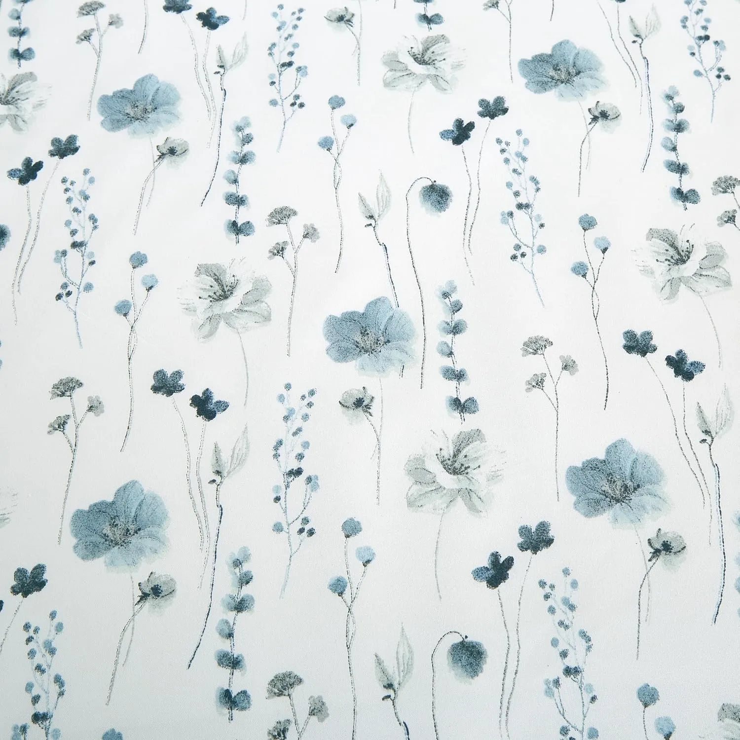 Chezmoi Collection 4-Piece Floral Window Curtain Set with Sheer Backing - Blue White Poppy Floral Printed Microfiber, 120 inch x 84 inch