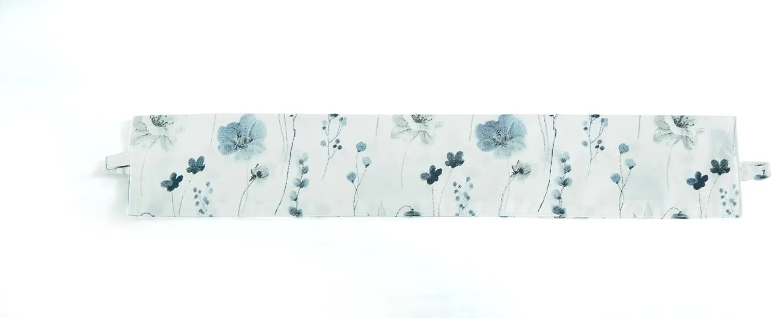 Chezmoi Collection 4-Piece Floral Window Curtain Set with Sheer Backing - Blue White Poppy Floral Printed Microfiber, 120 inch x 84 inch