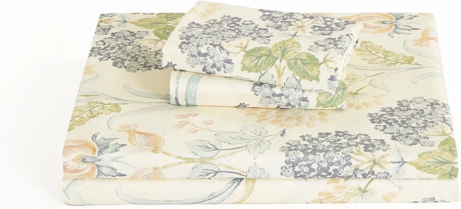 Chezmoi Collection Alyssa 4-Piece Floral Medallion Garden Bed Sheet Set - Multicolor Blue Green Red Yellow White Printed Microfiber 14-Inches Deep Pocket Sheets & Pillowcases Set, King