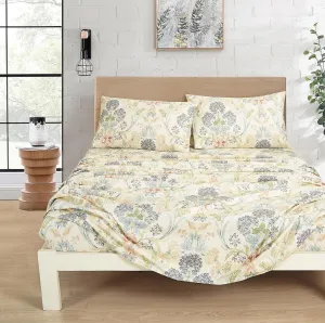 Chezmoi Collection Alyssa 4-Piece Floral Medallion Garden Bed Sheet Set - Multicolor Blue Green Red Yellow White Printed Microfiber 14-Inches Deep Pocket Sheets & Pillowcases Set, King
