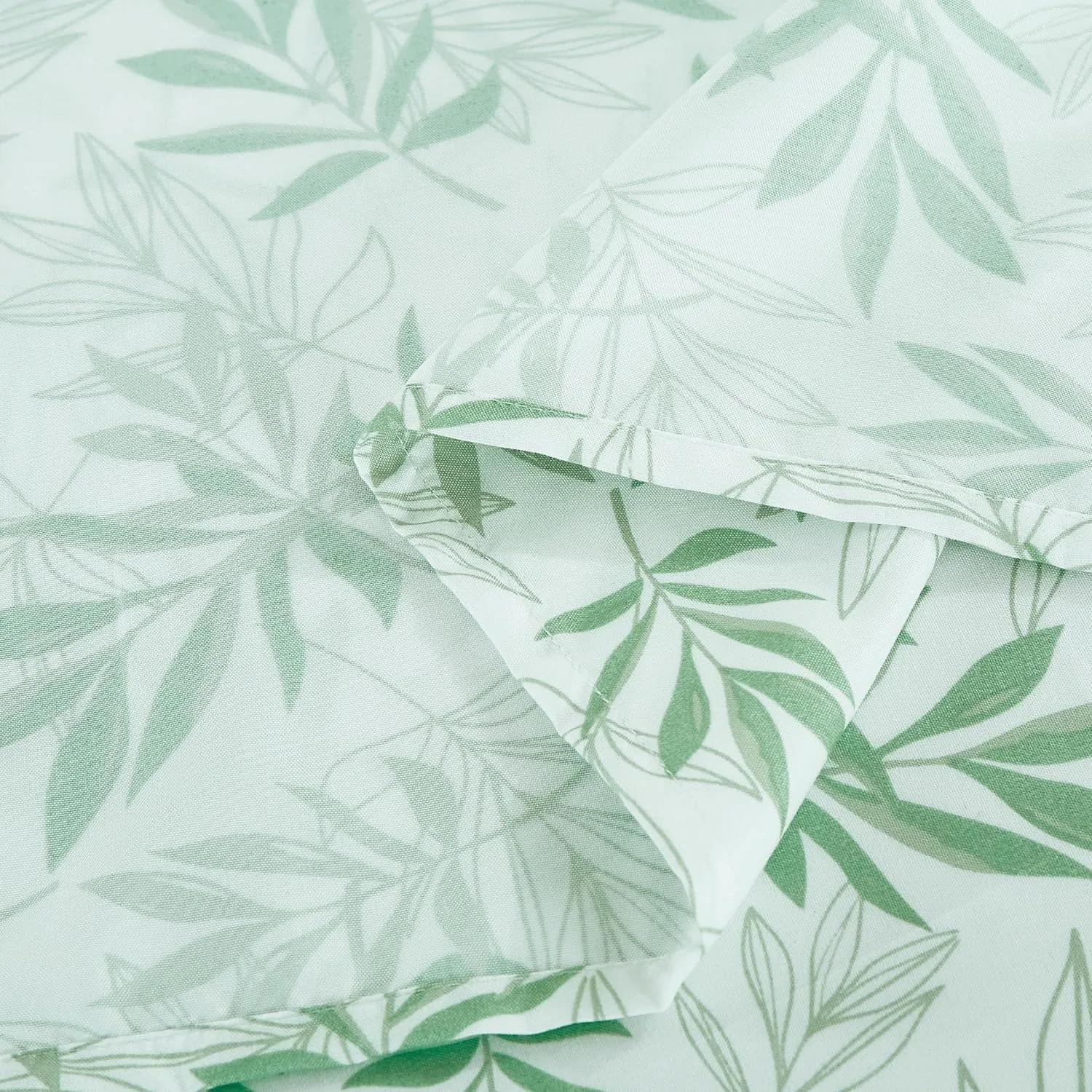 Chezmoi Collection Elder 4-Piece Floral Leaves Bed Sheet Set - Green White Leaves Printed Microfiber 14-Inches Deep Pocket Sheets & Pillowcases Set, King
