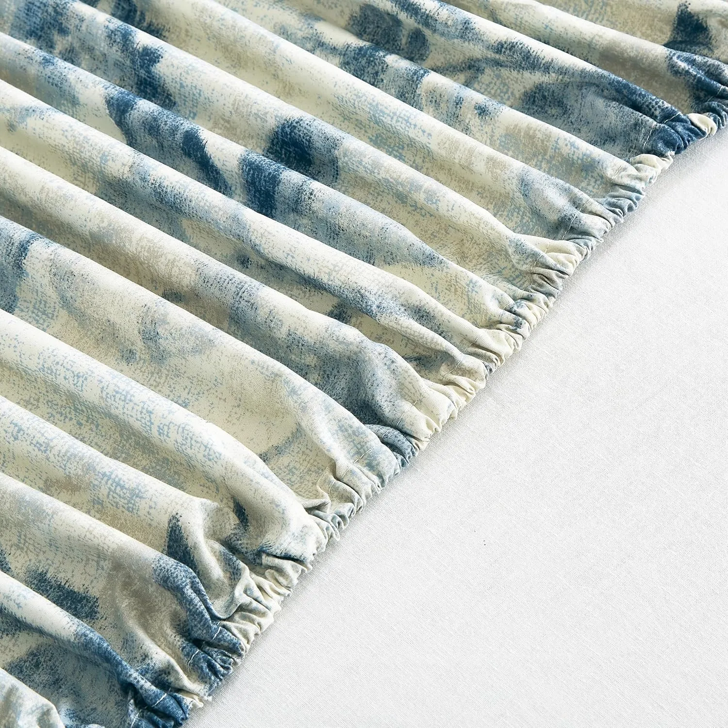 Chezmoi Collection Monica 4-Piece Tropical Floral Bed Sheet Set - Blue Gray White Textured Floral Printed Microfiber 14-Inches Deep Pocket Sheets & Pillowcases Set, King
