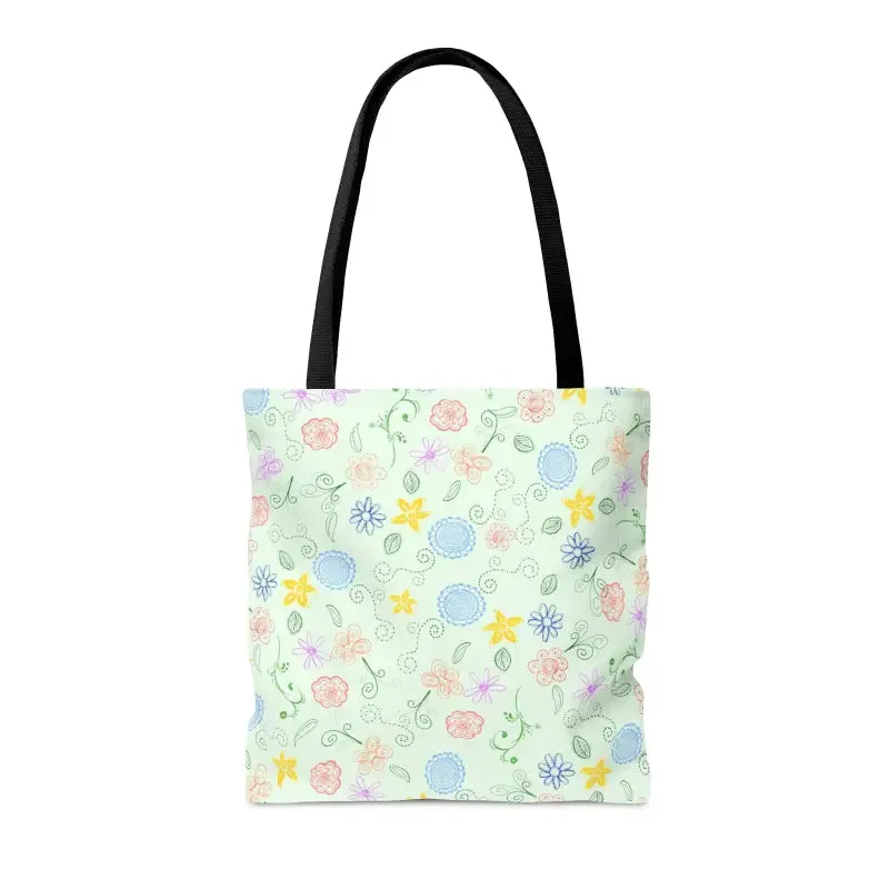Chic Green Tote Bag with Floral Pattern Magic