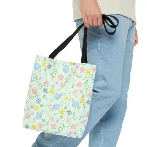 Chic Green Tote Bag with Floral Pattern Magic