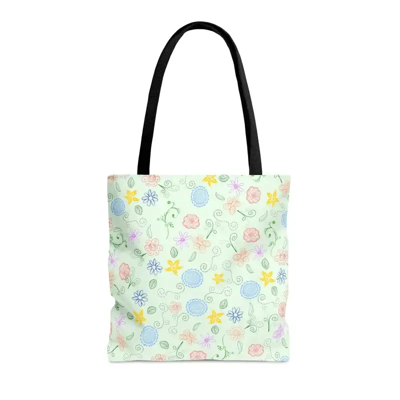 Chic Green Tote Bag with Floral Pattern Magic