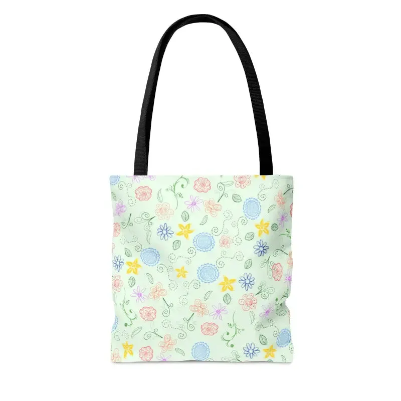 Chic Green Tote Bag with Floral Pattern Magic