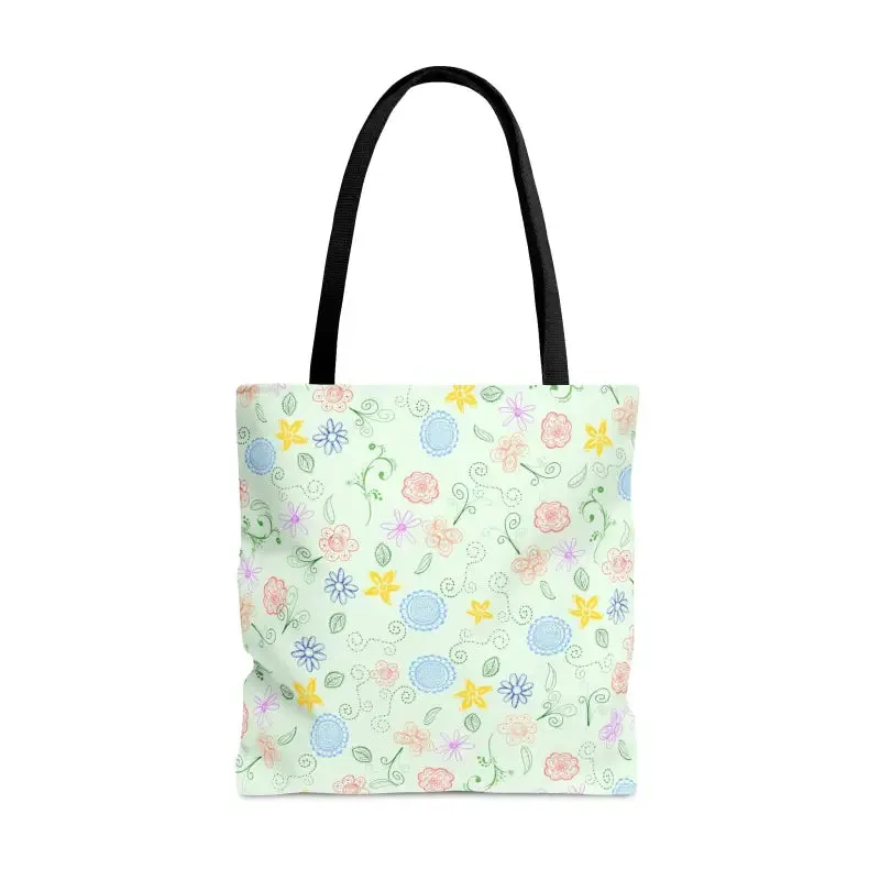 Chic Green Tote Bag with Floral Pattern Magic