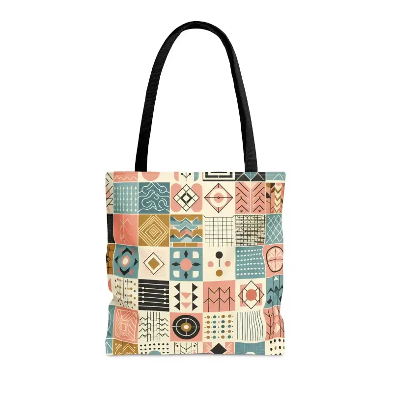 Chic Pastel Geometric Tote Sophisticated Black Lining