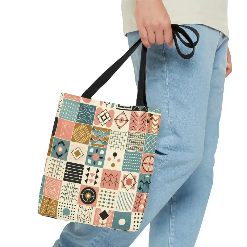 Chic Pastel Geometric Tote Sophisticated Black Lining