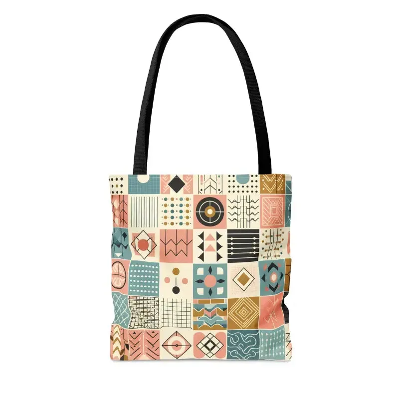 Chic Pastel Geometric Tote Sophisticated Black Lining