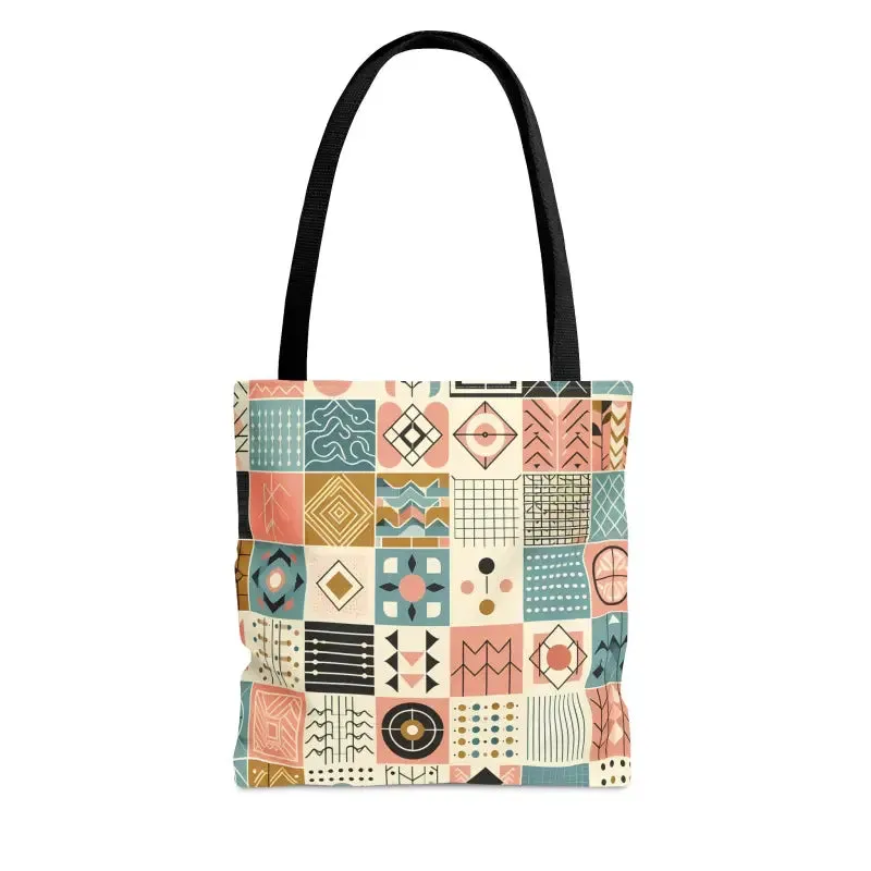 Chic Pastel Geometric Tote Sophisticated Black Lining