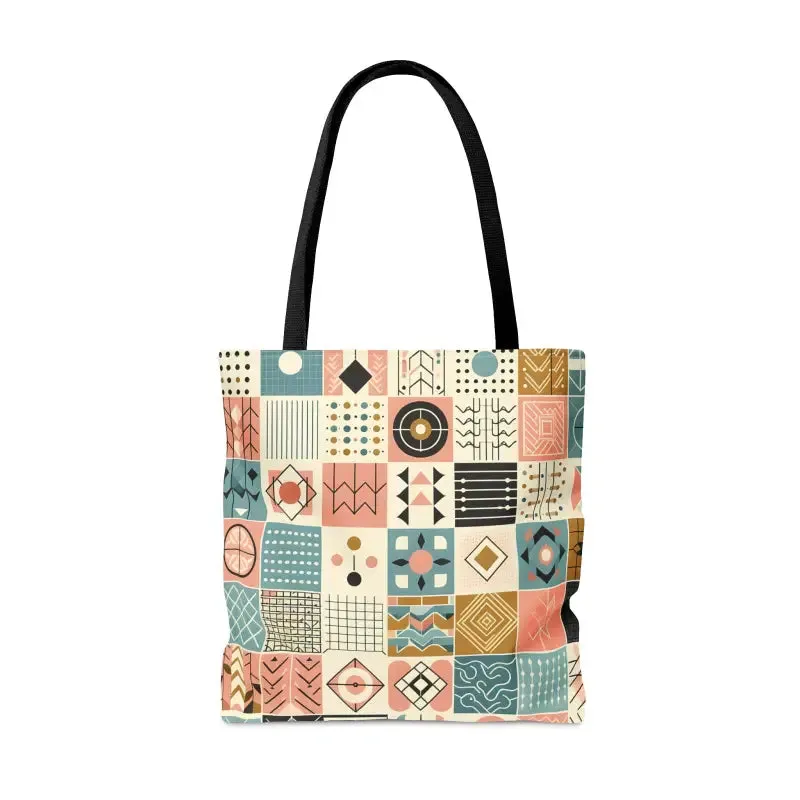 Chic Pastel Geometric Tote Sophisticated Black Lining