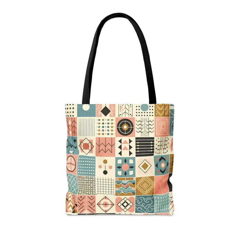 Chic Pastel Geometric Tote Sophisticated Black Lining