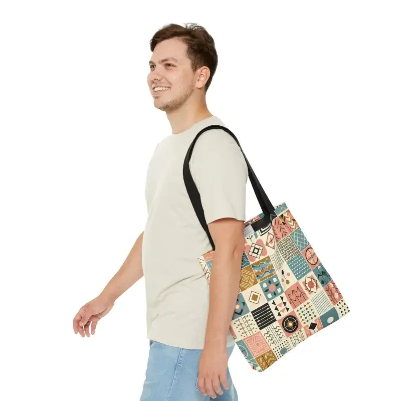 Chic Pastel Geometric Tote Sophisticated Black Lining