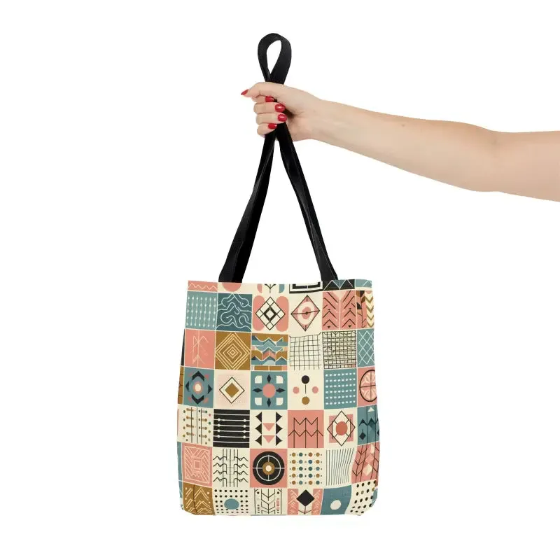 Chic Pastel Geometric Tote Sophisticated Black Lining