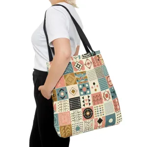 Chic Pastel Geometric Tote Sophisticated Black Lining