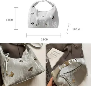 Chinese women's retro handbag, metal butterfly printed dumpling bag, versatile wallet crossbody bag banquet