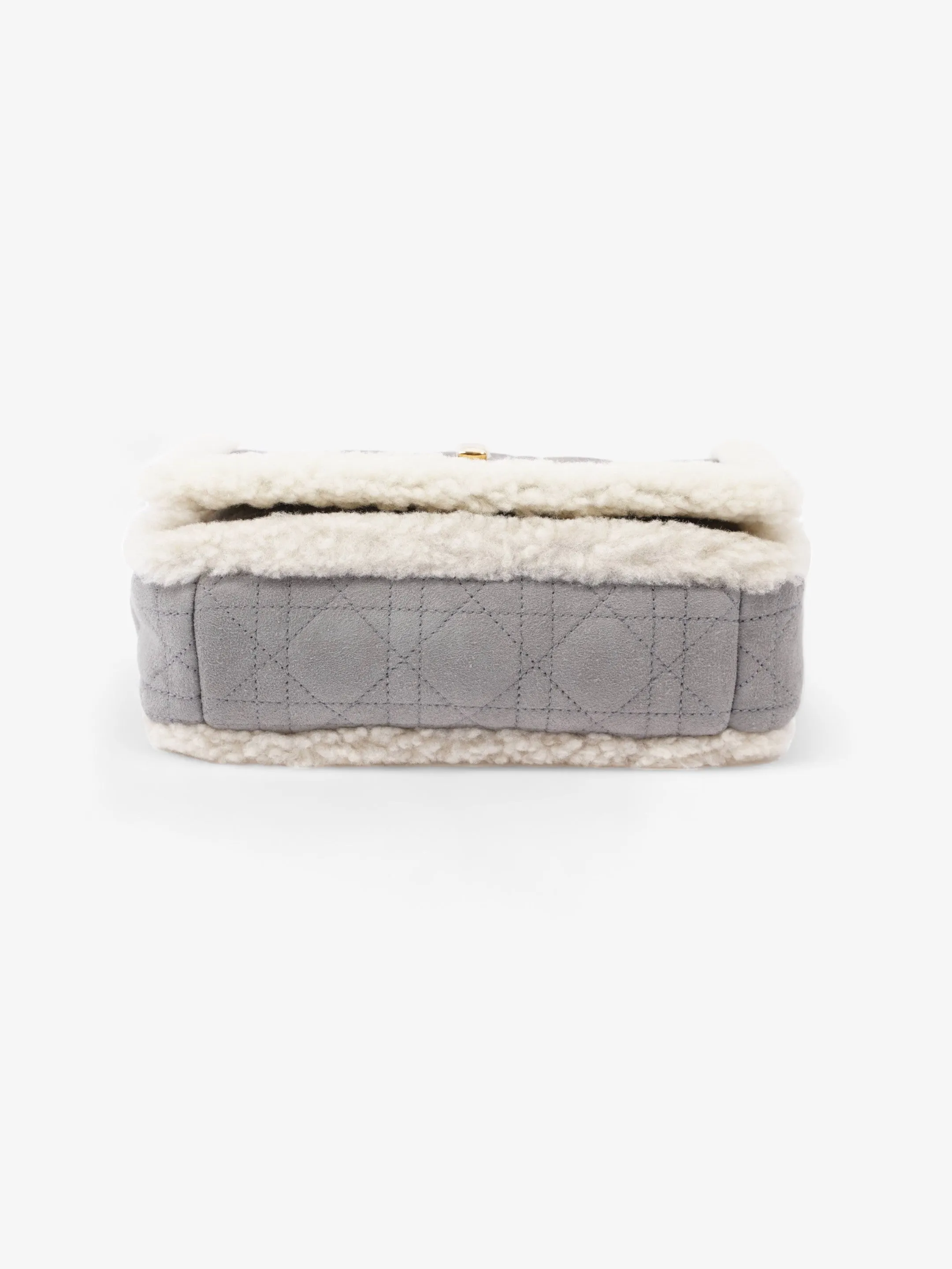 Christian Dior Small Caro Grey / Cream Shearling