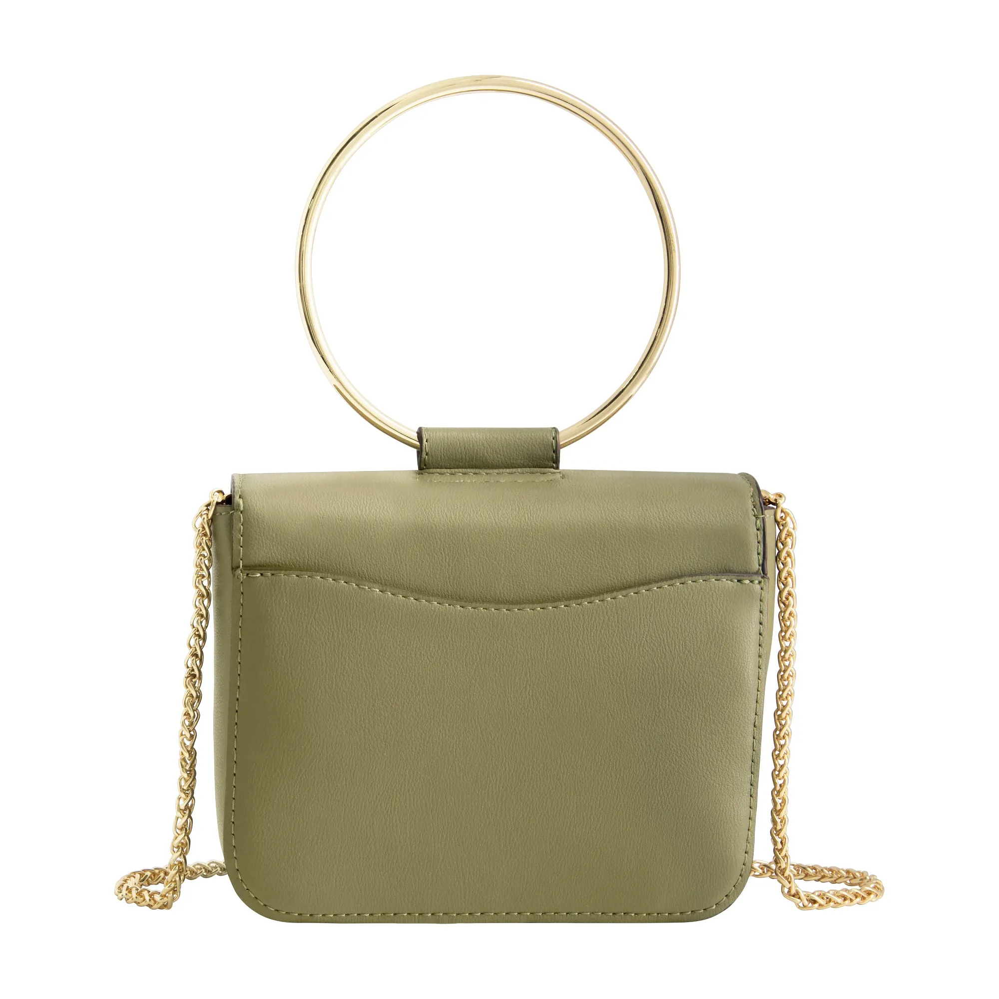 Christian Siriano New York Ring Handle Mini Flap Crossbody, Olive